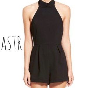 ASTR High Neck Halter Romper Black
